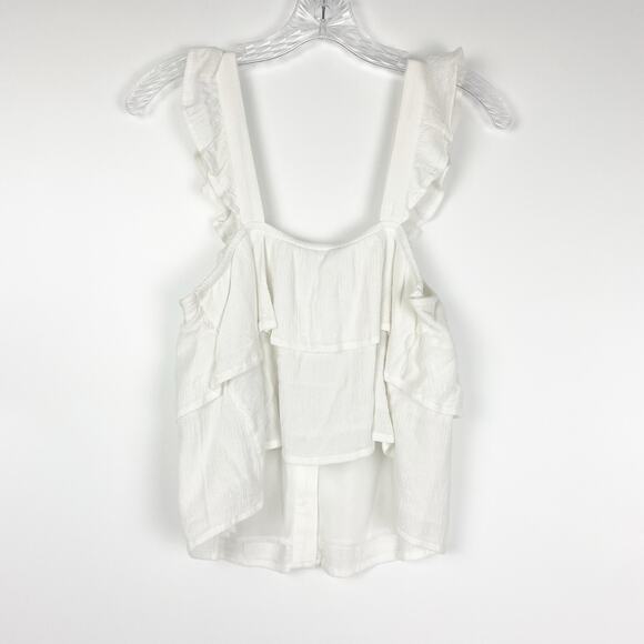 American Eagle Flutter Sleeve Button Up Blouse Cropped Ruffle Womens Size XS - Picture 8 of 12